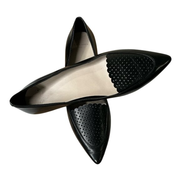 Cole Haan Women's Grand.OS Black Scalloped Perforated Leather Pointy Toe Size 8B - Picture 3 of 11